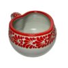 Taza Chocolatera Grande Forma Corazon Fondo Blanco Con Rojo Mik Cenefa